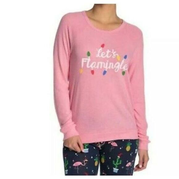 J-88 PJ Salvage "LETS FLAMINGLE" pajama top PINK size M new - Picture 1 of 1